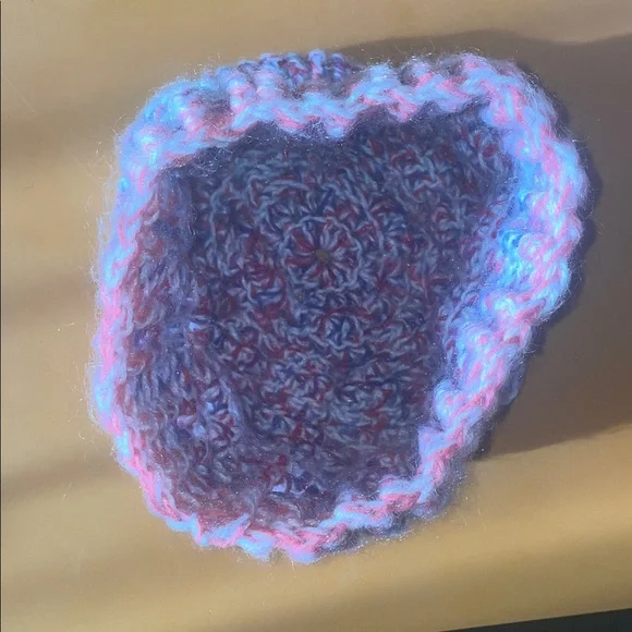 Fluffy blue, purple, and pink beanie - Picture 3 of 3